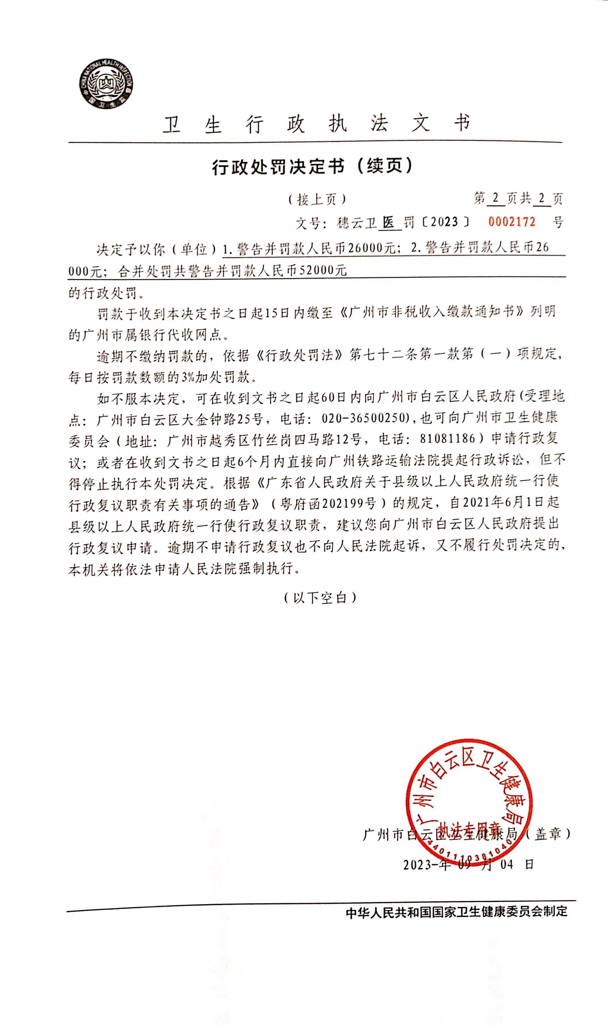 广州市白云区卫生健康局行政处罚决定书（穗云卫医罚〔2023〕0002172号）第2页.jpg