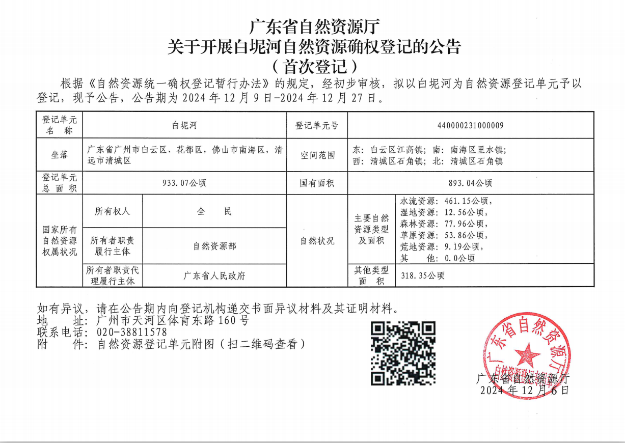 广东省自然资源厅关于开展白坭河自然资源确权登记的公告（首次登记）.png